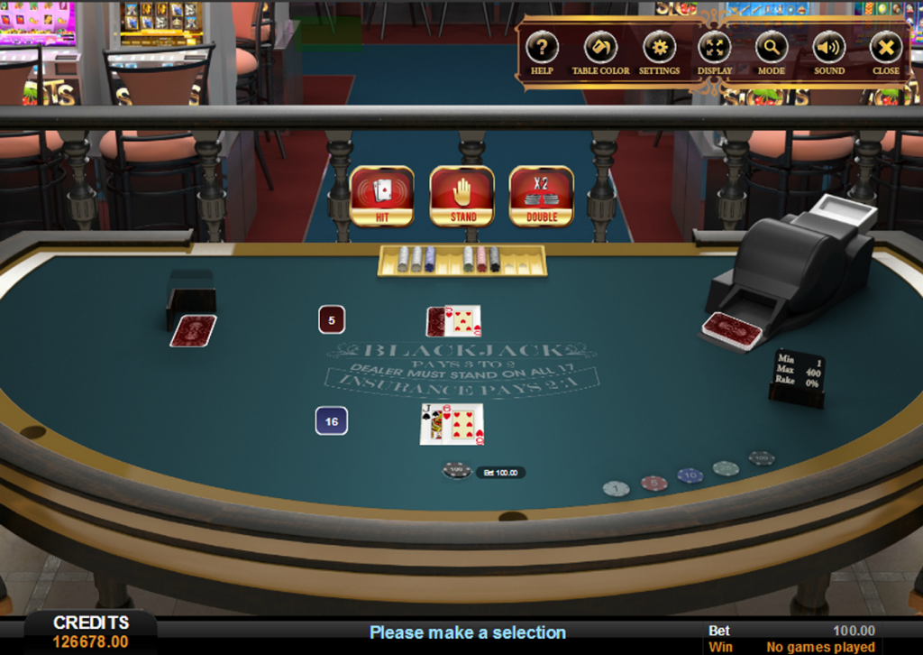 White Label Casino - Blackjack table. Table tops, chips, back of the cards can be customized with the brand provided by our partner operators.